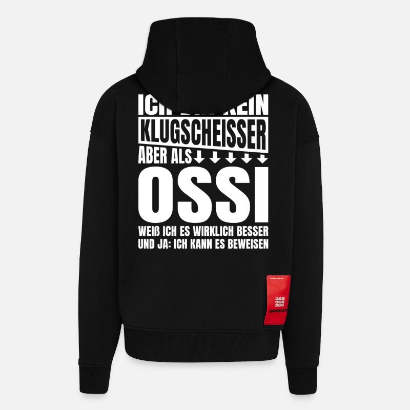 Ich Bin Kein Klugscheisser Ossi - Zip Hoodie - made by SPREAD - SOLID BLACK