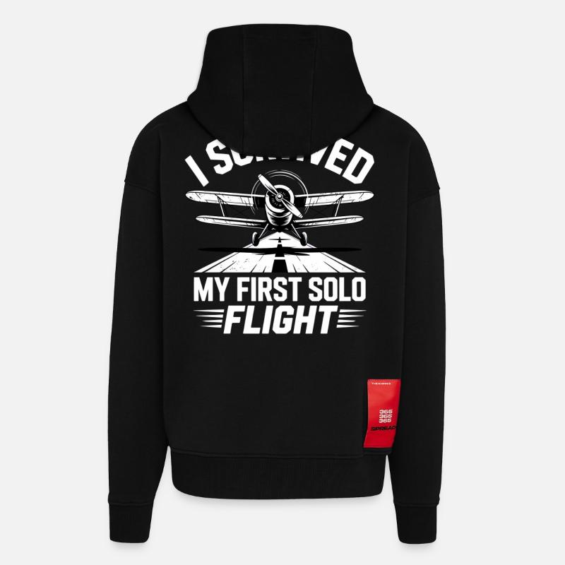 First Flight Airplane Flight - Zip Hoodie - made by SPREAD - SOLID BLACK