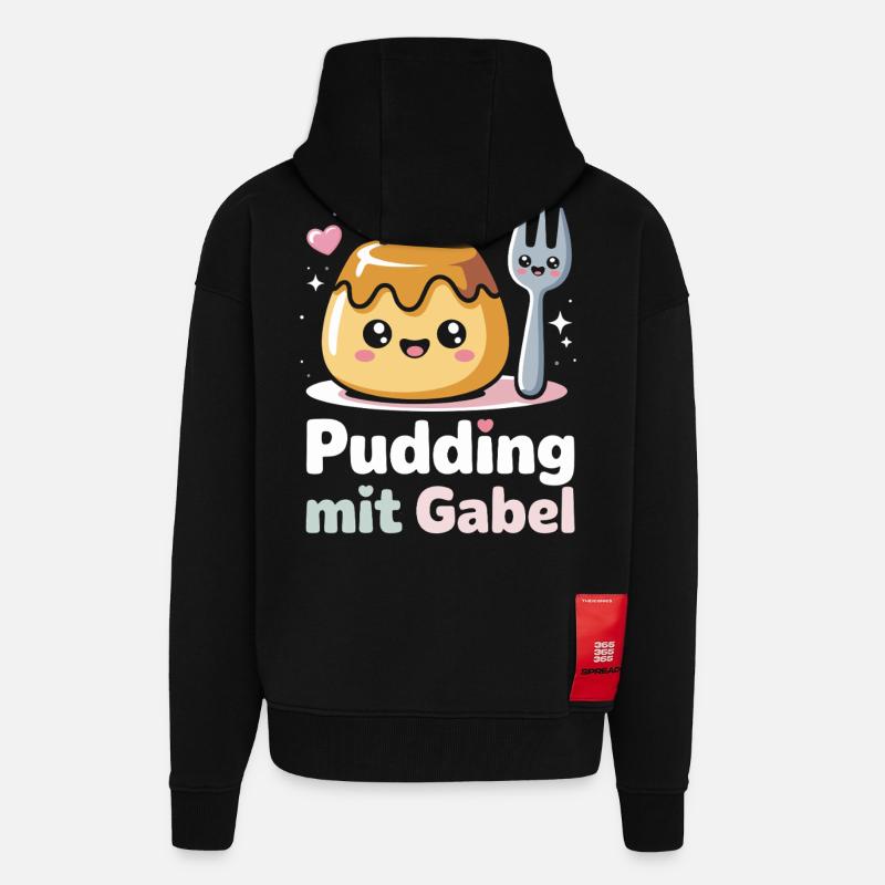 Pudding à la fourchette - Veste à capuche bio épaisse oversize fabriqué en UE - SOLID BLACK