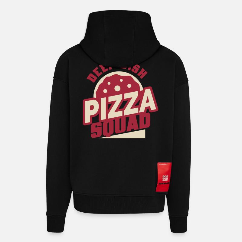 Plat profond Pizza Squad Chicargo - Veste à capuche bio épaisse oversize fabriqué en UE - SOLID BLACK