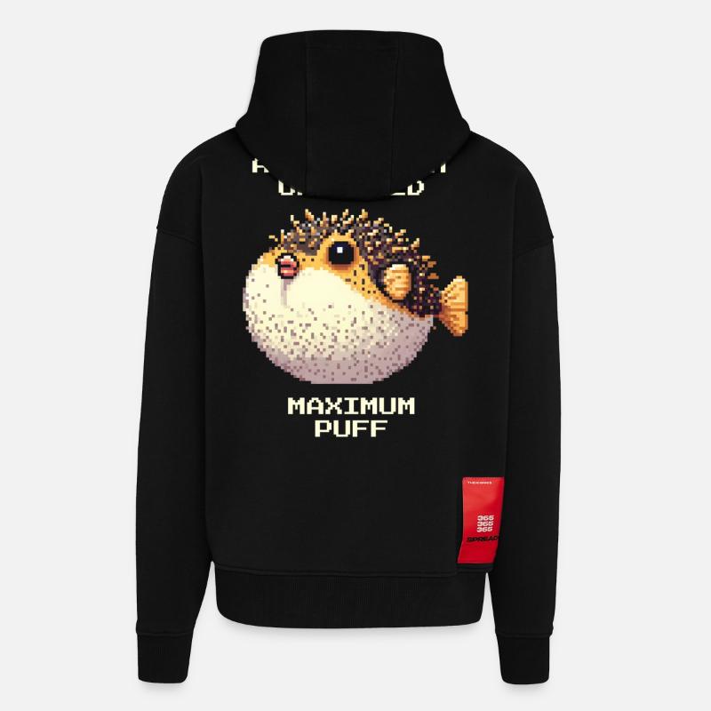 Réalisation : Duvet maximal | Poisson-globe RPG - Veste à capuche bio épaisse oversize fabriqué en UE - SOLID BLACK