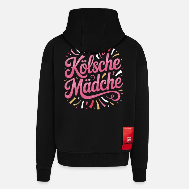 Cologne Filles Carnaval Cologne Filles - Veste à capuche bio épaisse oversize fabriqué en UE - SOLID BLACK