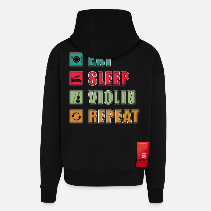 Eat Sleep Violin Repeat Grafik - Zip Hoodie - made by SPREAD - SOLID BLACK