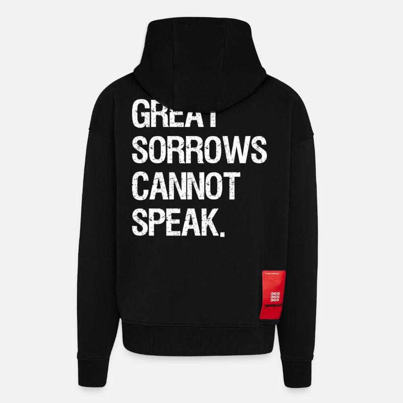 great sorrows cannot speak - Zip Hoodie - made by SPREAD - SOLID BLACK