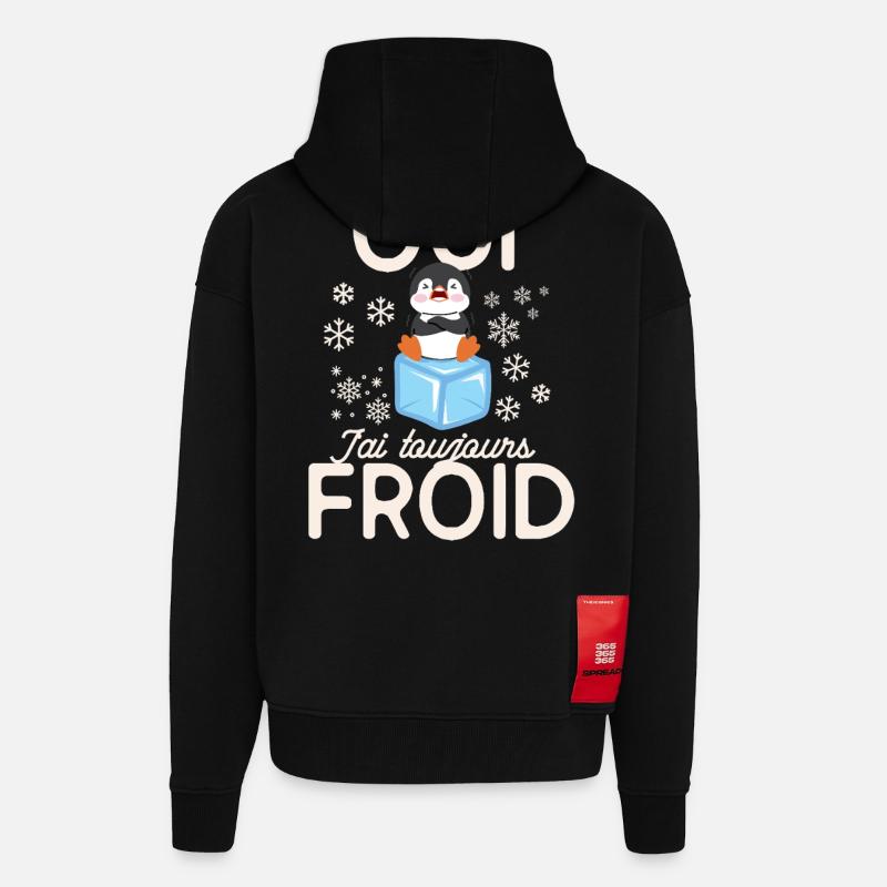 Frozen Penguin Always Cold - Zip Hoodie - made by SPREAD - SOLID BLACK