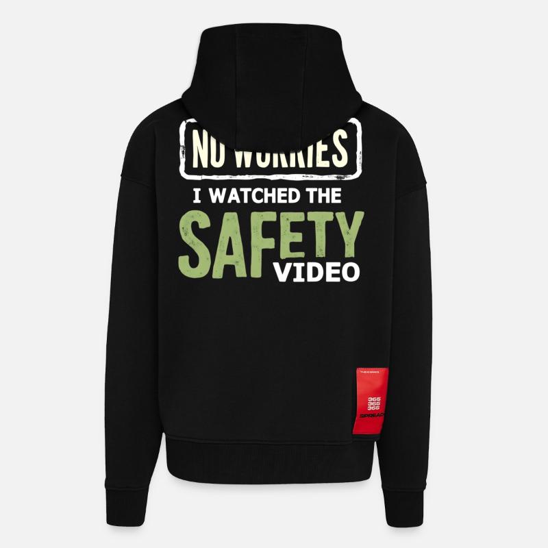 Mèmes vidéo de sécurité sans stress - Veste à capuche bio épaisse oversize fabriqué en UE - SOLID BLACK