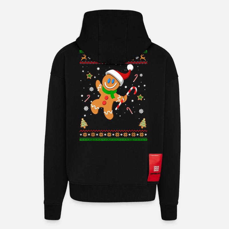 Hässliches Weihnachtspullover Lebkuchenmann Lustiges Geschenk - Zip Hoodie - made by SPREAD - SOLID BLACK