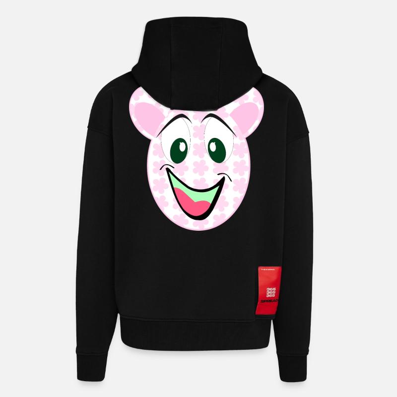 Bear Floral Pattern Smile - Zip Hoodie - made by SPREAD - SOLID BLACK