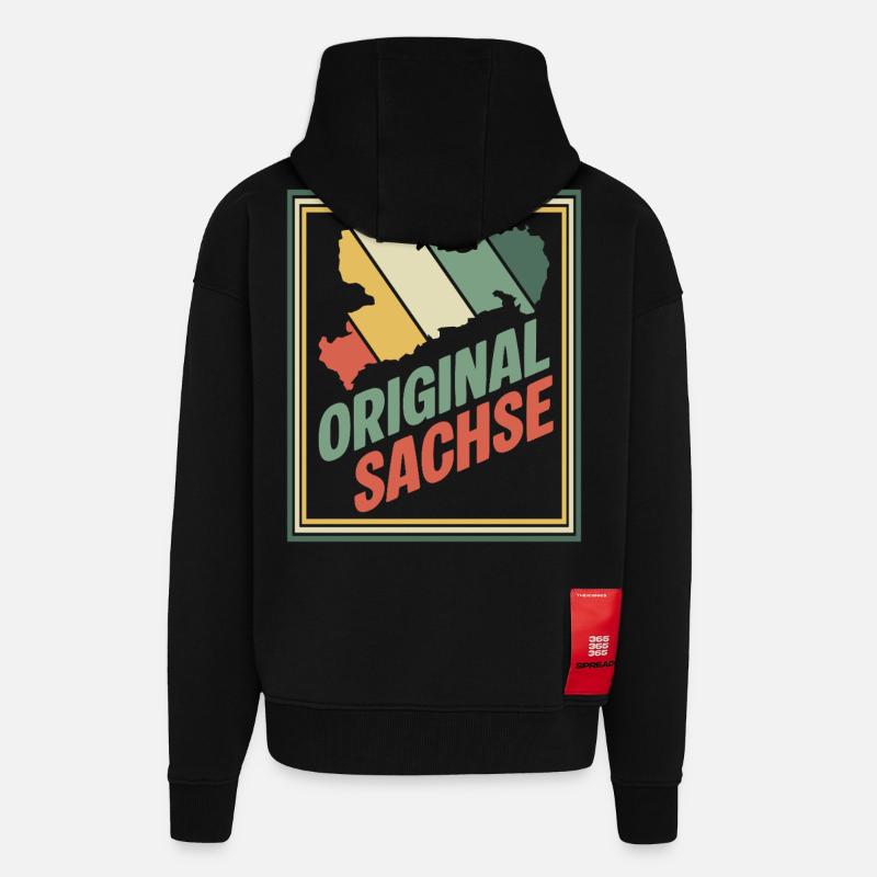 Original Sachsen Retro Emblem - Zip Hoodie - made by SPREAD - SOLID BLACK