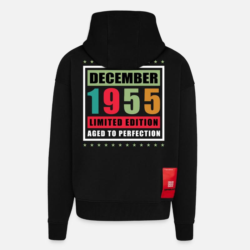 Décembre 1955 Décembre 1955 Décembre - Veste à capuche bio épaisse oversize fabriqué en UE - SOLID BLACK