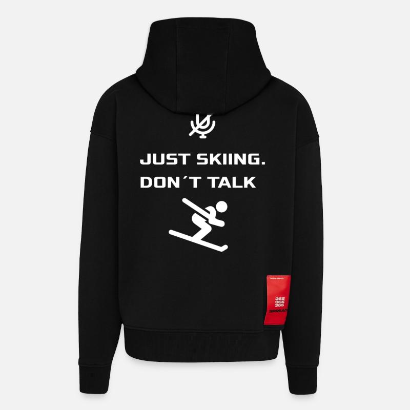 Juste skier - Ne parle pas - Veste à capuche bio épaisse oversize fabriqué en UE - SOLID BLACK