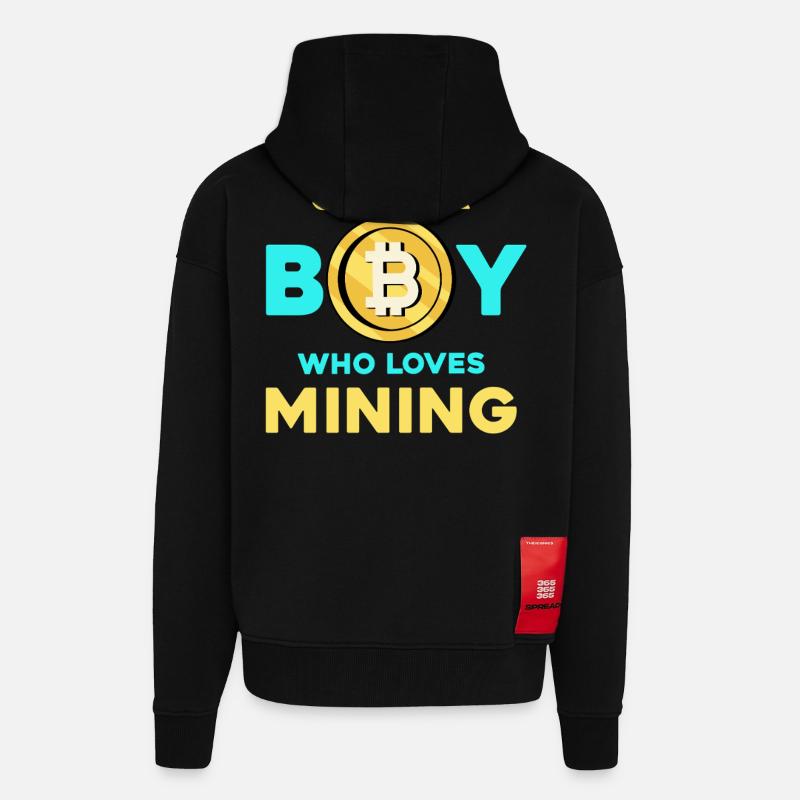 Krypto Mining Junge – Bitcoin Leidenschaft - Zip Hoodie - made by SPREAD - SOLID BLACK