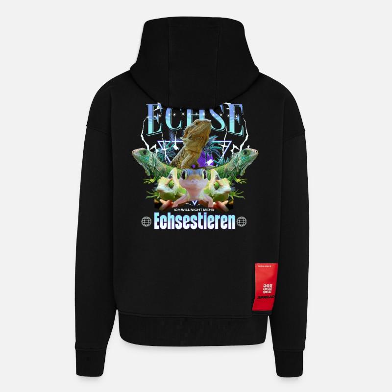 Echsestieren Y2K Bootleg - Zip Hoodie - made by SPREAD - SOLID BLACK