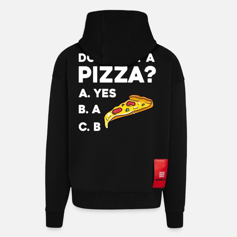 Pizza Frage: Ja oder Nein - Veste à capuche bio épaisse oversize fabriqué en UE - SOLID BLACK