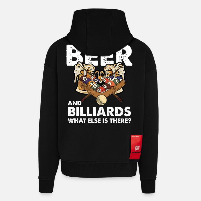 Bier und Billard – Spielabend - Zip Hoodie - made by SPREAD - SOLID BLACK