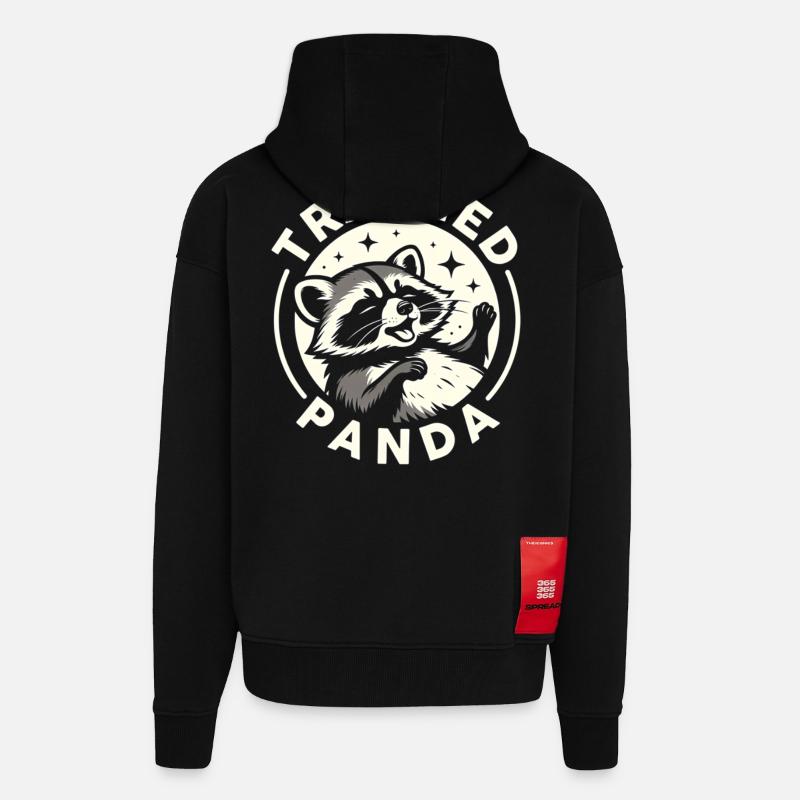 Drôle de mème panda Panda - Veste à capuche bio épaisse oversize fabriqué en UE - SOLID BLACK