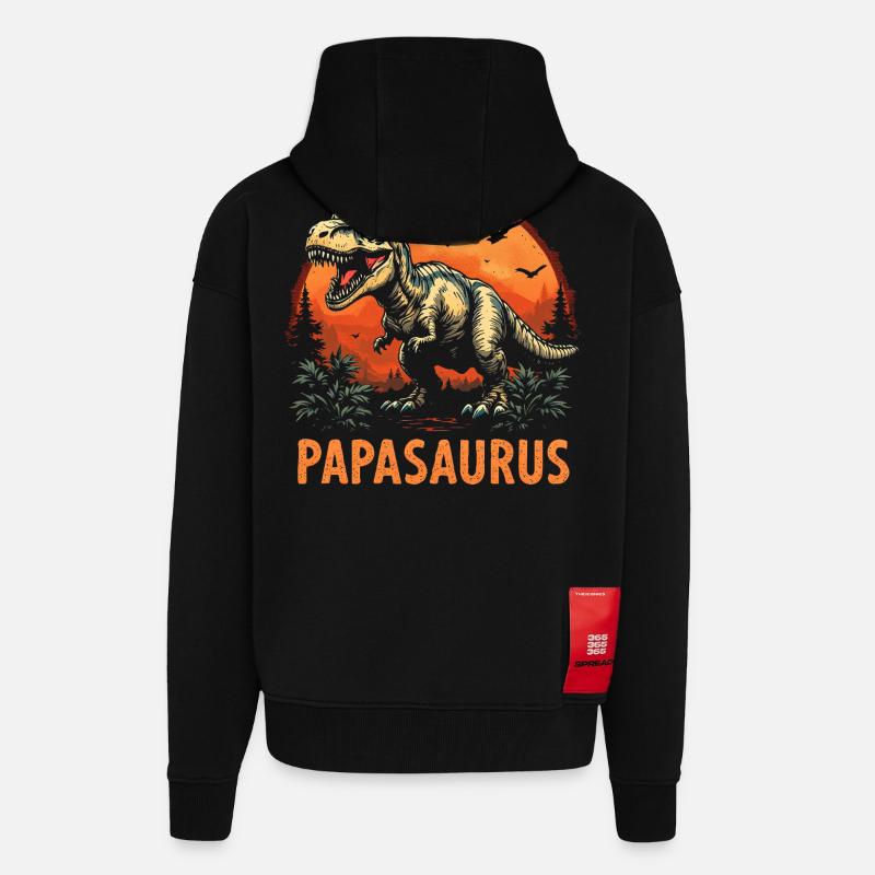 Papasaurus Bester Papa starker Vater Geschenk - Zip Hoodie - made by SPREAD - SOLID BLACK
