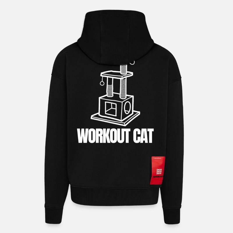 Workout-Katzenemblem - Zip Hoodie - made by SPREAD - SOLID BLACK