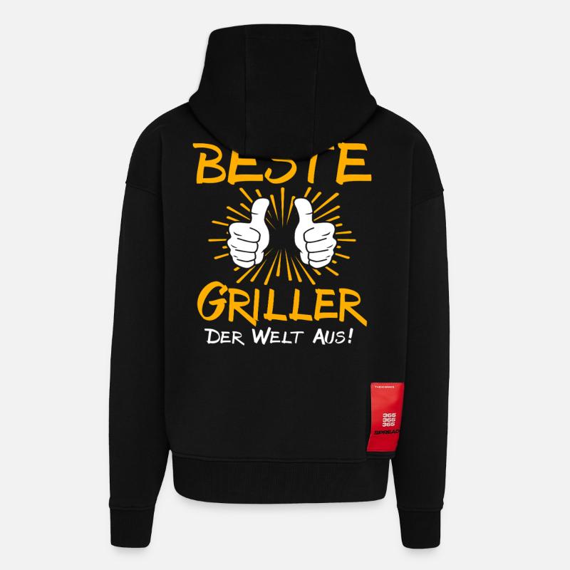 Idée cadeau pour le Griller - Veste à capuche bio épaisse oversize fabriqué en UE - SOLID BLACK