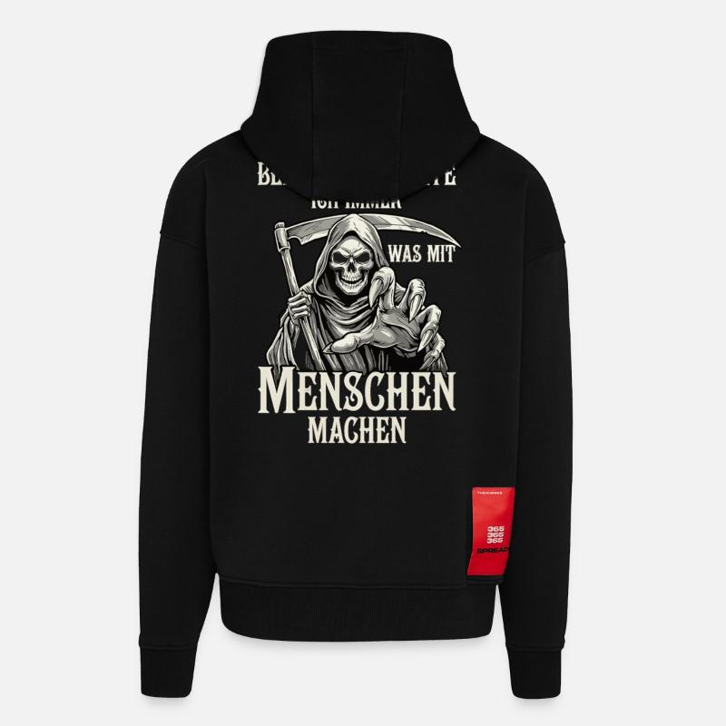 Beruflich was mit Menschen... (Sensenmann) - Zip Hoodie - made by SPREAD - SOLID BLACK