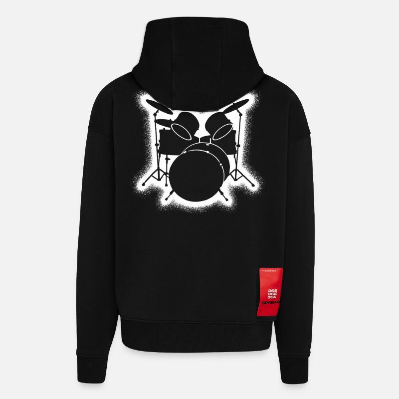 Drums Drummers Drummers - Zip Hoodie - made by SPREAD - SOLID BLACK