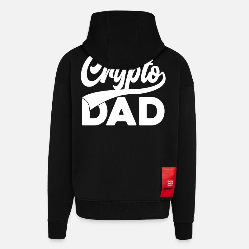 Crypto Dad Script Logo - Veste à capuche bio épaisse oversize fabriqué en UE - SOLID BLACK
