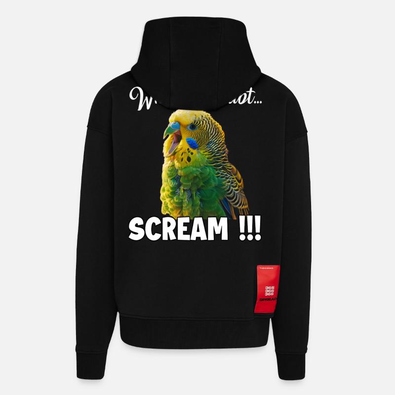 Cadeaux créatifs Bird Friends Perruche - Veste à capuche bio épaisse oversize fabriqué en UE - SOLID BLACK