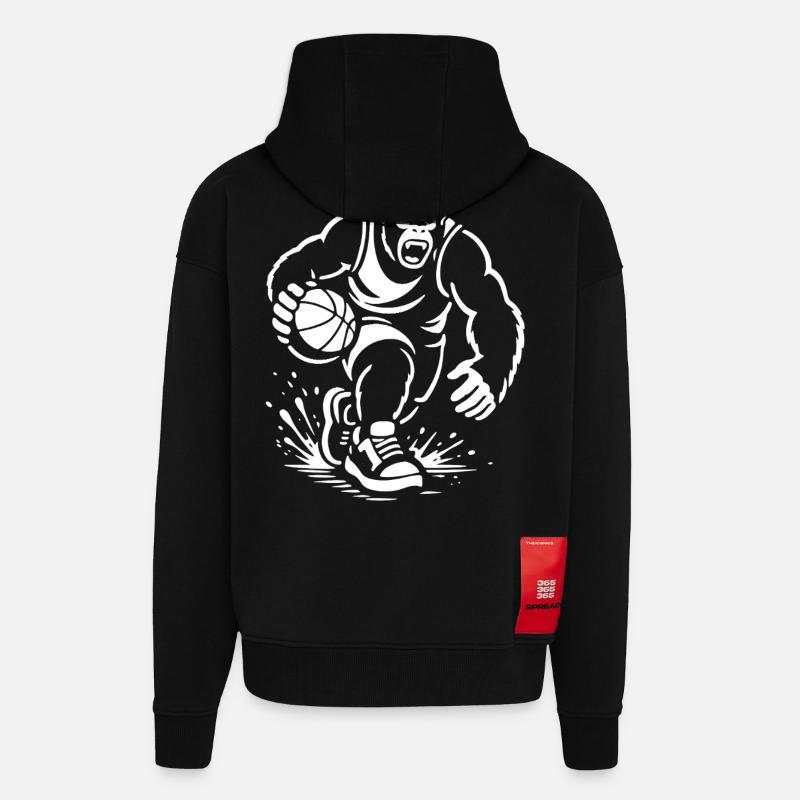 Domination sauvage de la Cour - Veste à capuche bio épaisse oversize fabriqué en UE - SOLID BLACK