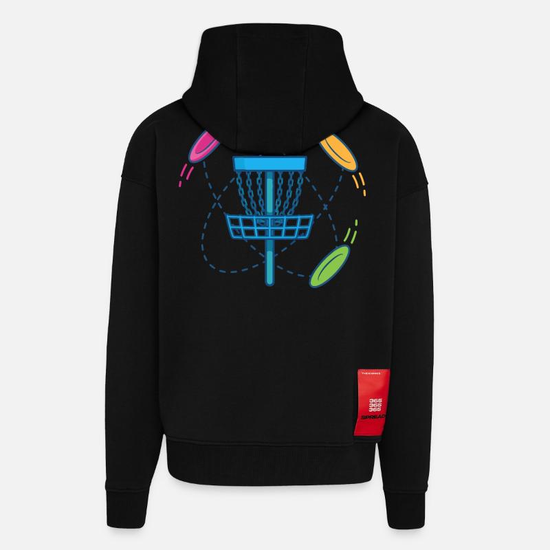 Disc-Golf-Korb und Flying Discs-Szene - Zip Hoodie - made by SPREAD - SOLID BLACK