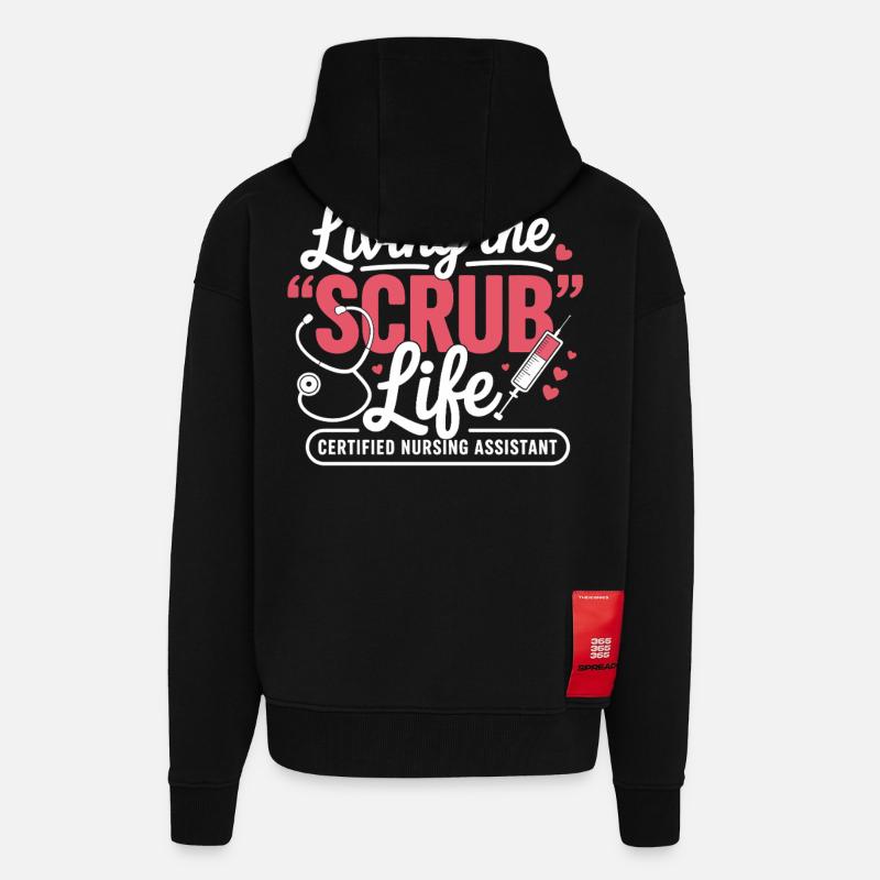 Vivre la vie de broussailles - Veste à capuche bio épaisse oversize fabriqué en UE - SOLID BLACK