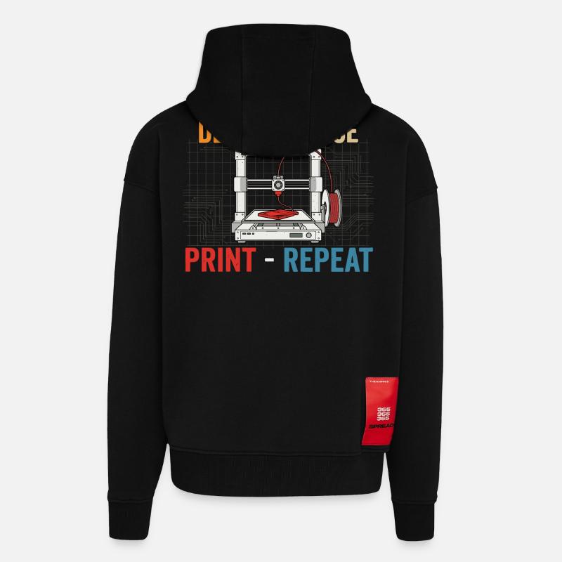 3D-Druck Evolution – Design Slice Print Repeat - Zip Hoodie - made by SPREAD - SOLID BLACK