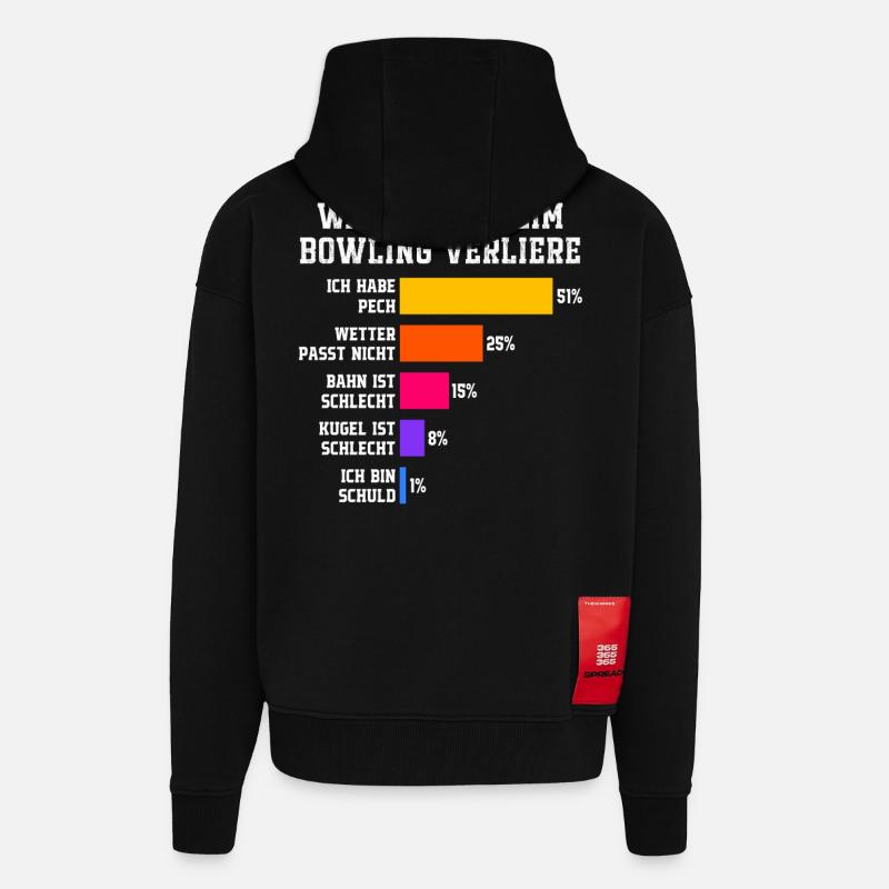 Pourquoi je perds au bowling Bowling - Veste à capuche bio épaisse oversize fabriqué en UE - SOLID BLACK