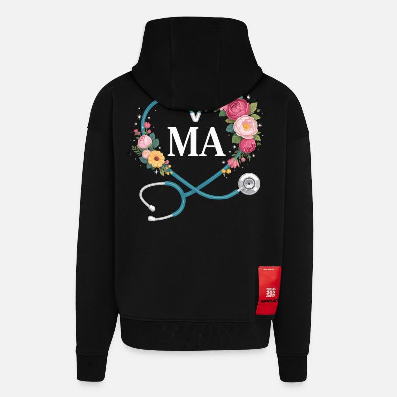 Blumenherz Stethoskop MA - Zip Hoodie - made by SPREAD - SOLID BLACK