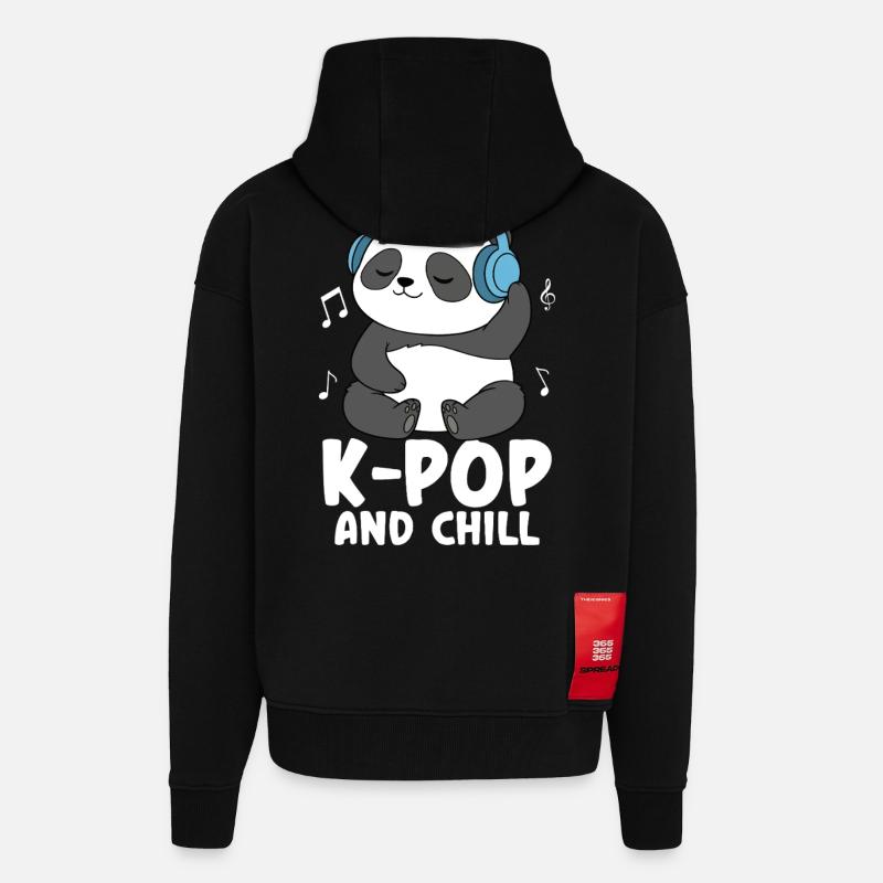 K Pop And Chill - Veste à capuche bio épaisse oversize fabriqué en UE - SOLID BLACK