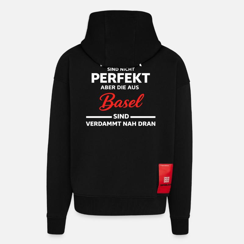 Basel Männer Nicht Perfekt Spruch - Zip Hoodie - made by SPREAD - SOLID BLACK