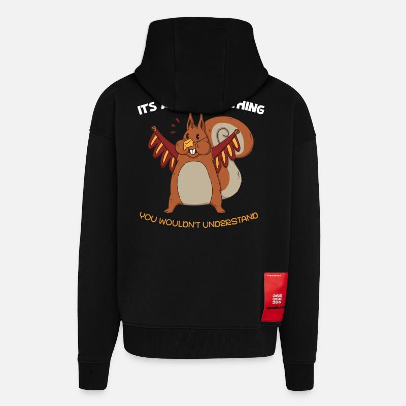 Flügel-Eichhörnchen Spruch - Zip Hoodie - made by SPREAD - SOLID BLACK