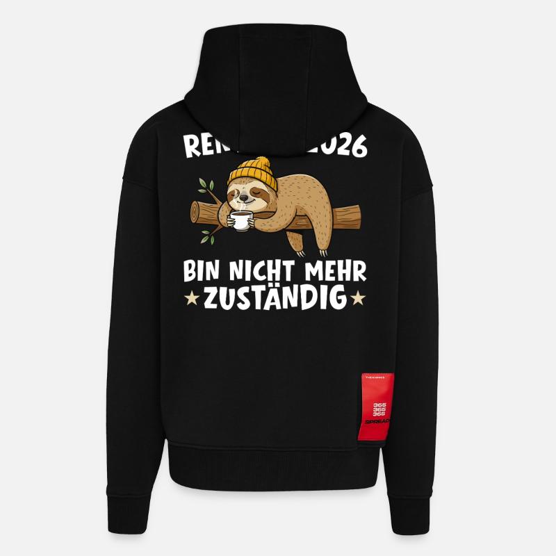 Retraité 2026 Paresseuse Plus responsable - Veste à capuche bio épaisse oversize fabriqué en UE - SOLID BLACK