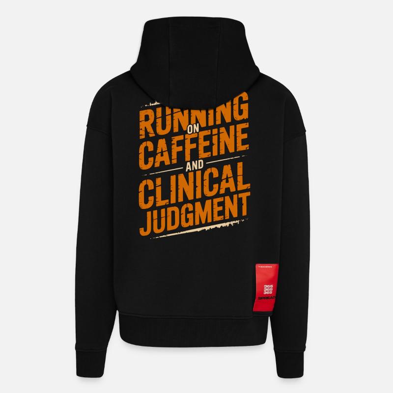 Nurse Practitioner Running On Caffeine Nursing - Zip Hoodie - made by SPREAD - SOLID BLACK