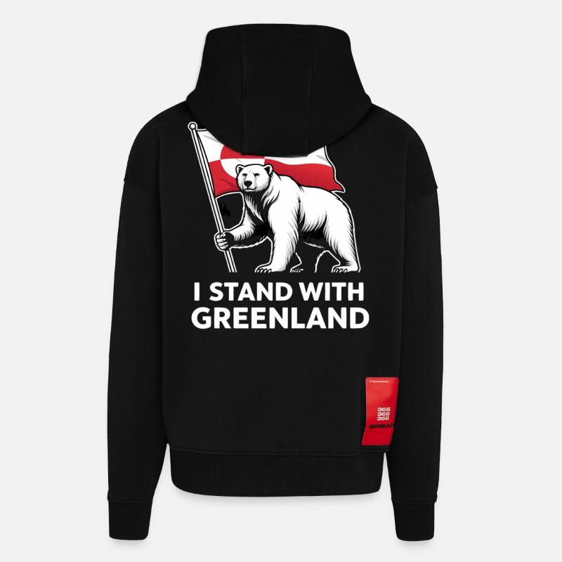 Grönland Eisbär Flagge - Zip Hoodie - made by SPREAD - SOLID BLACK