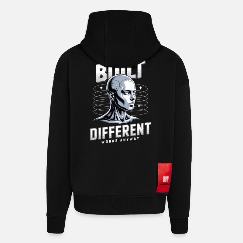 Neurodiversité neurodivergente construite différend - Veste à capuche bio épaisse oversize fabriqué en UE - SOLID BLACK
