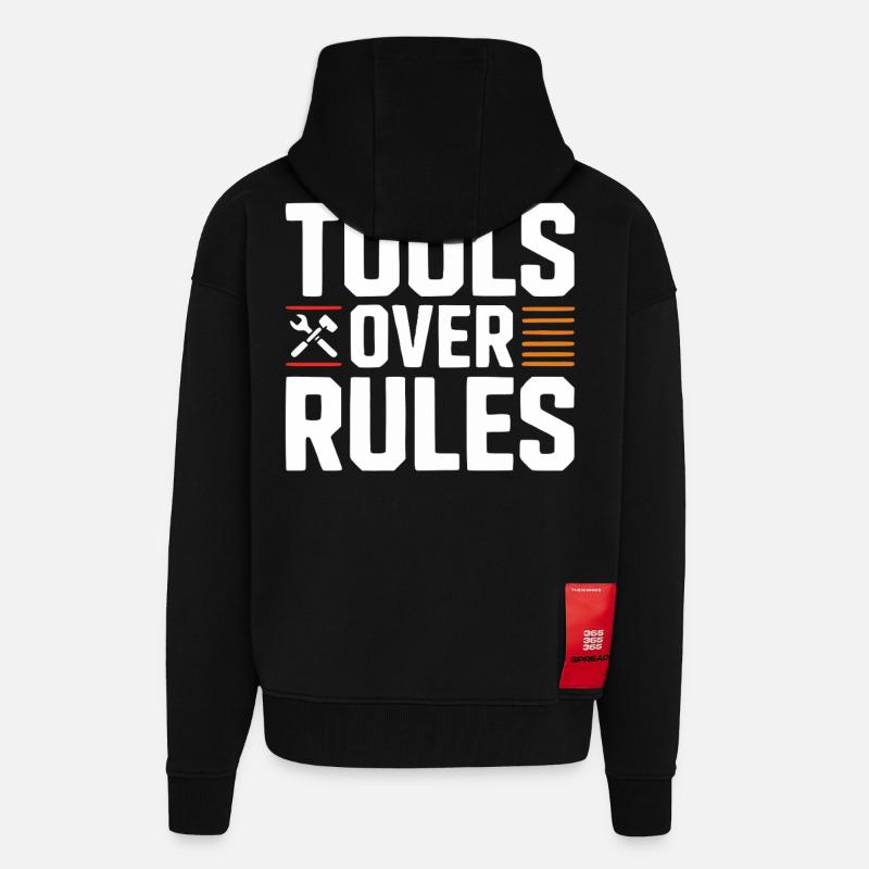 Tools Over Rules Statement Design - Zip Hoodie - made by SPREAD - SOLID BLACK