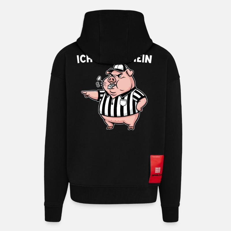 Referee My Pig Whistles - Referee - Zip Hoodie - made by SPREAD - SOLID BLACK