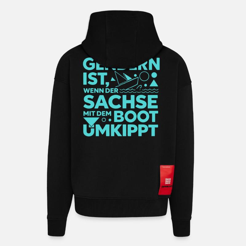 Gendern Sachse Boot Umkippt Dialekt Witz - Zip Hoodie - made by SPREAD - SOLID BLACK