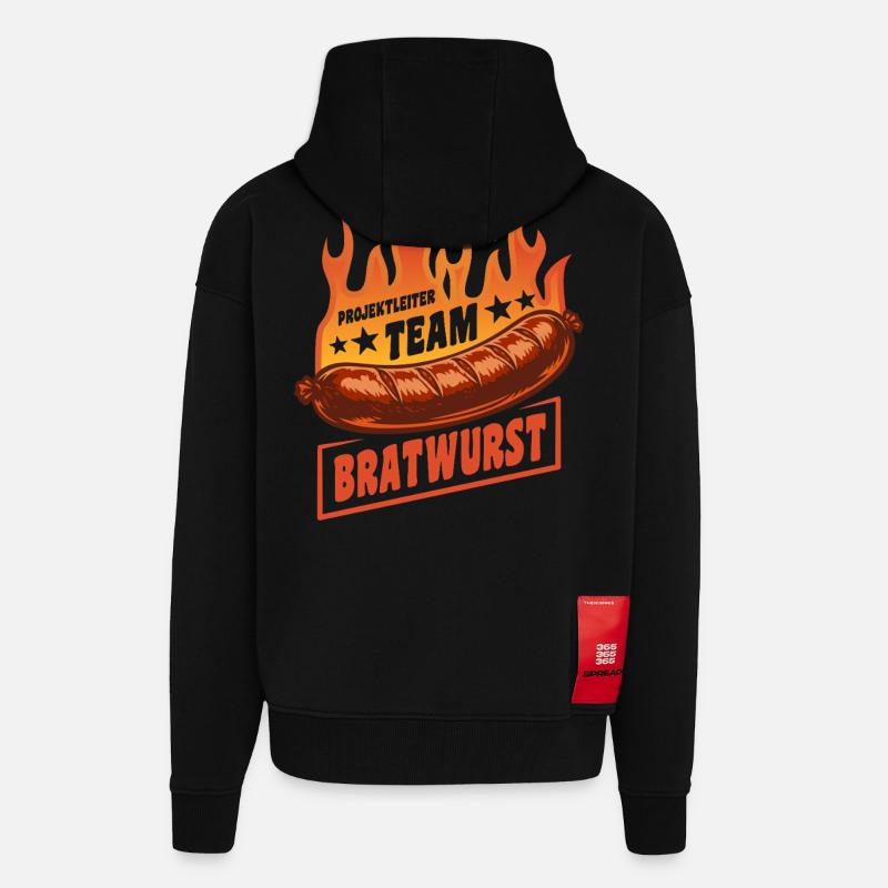 Projektleiter Team Bratwurst | Grillen Feuer - Zip Hoodie - made by SPREAD - SOLID BLACK