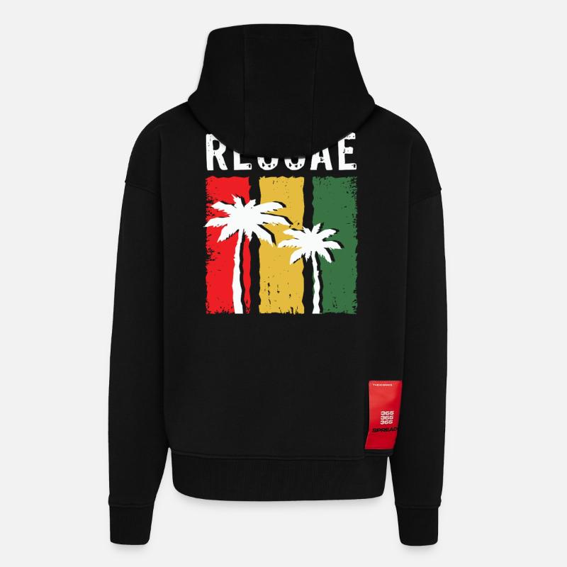 Reggae Palmen im Rasta-Farbblock - Zip Hoodie - made by SPREAD - SOLID BLACK