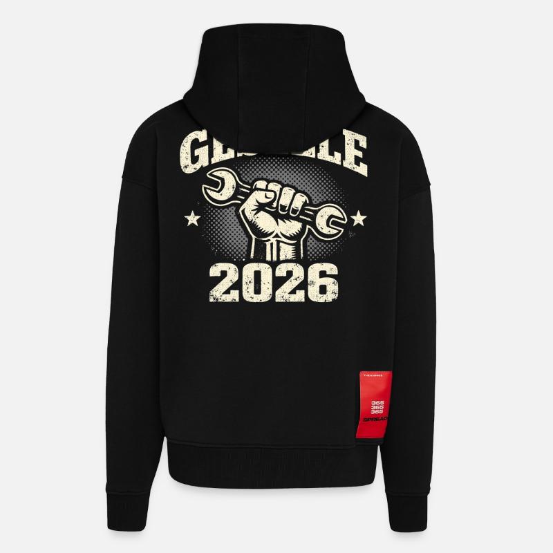 Concours de compagnon 2026 Réussi Don - Veste à capuche bio épaisse oversize fabriqué en UE - SOLID BLACK