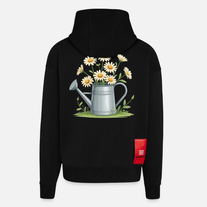Gänseblümchen in der Gießkanne - Zip Hoodie - made by SPREAD - SOLID BLACK
