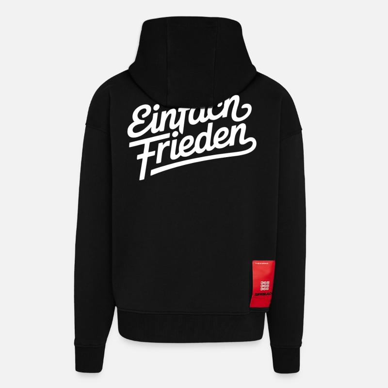 Simplement la paix – la paix, l’humanité - Veste à capuche bio épaisse oversize fabriqué en UE - SOLID BLACK