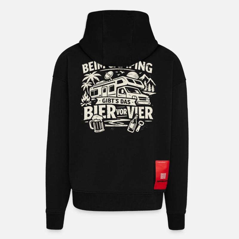 Camping | Beer before four - Zip Hoodie - made by SPREAD - SOLID BLACK