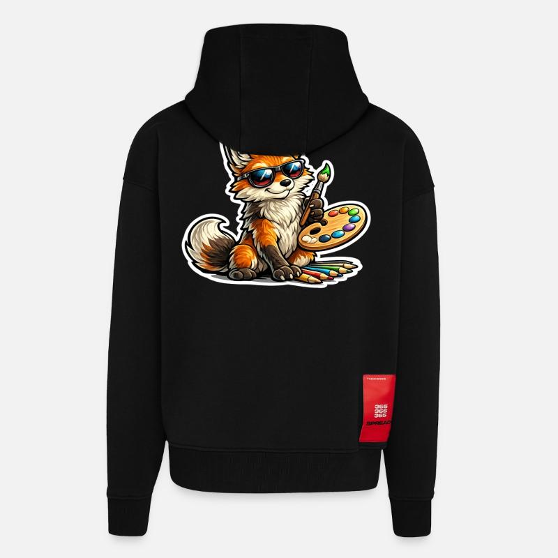 Naughty Fox Painter with Palette - Zip Hoodie - made by SPREAD - SOLID BLACK
